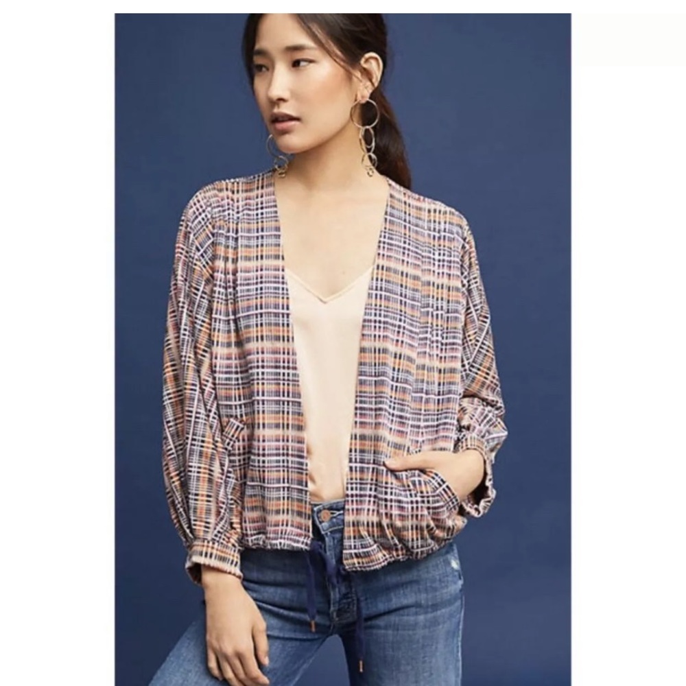 Anthropologies Akemi + Kin Plaid Batwing Cardigan Size M